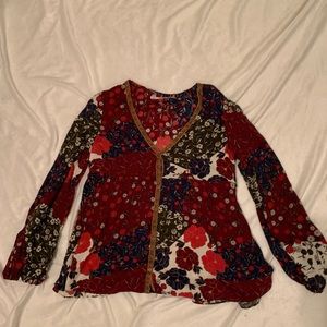 Patchwork babydoll top